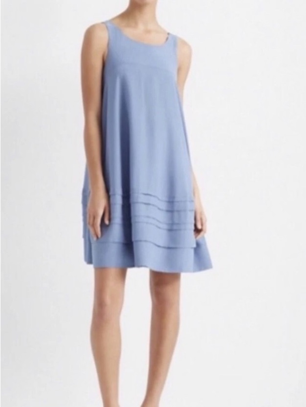 Club Monaco Layered Tuck Dress Dusty Blue